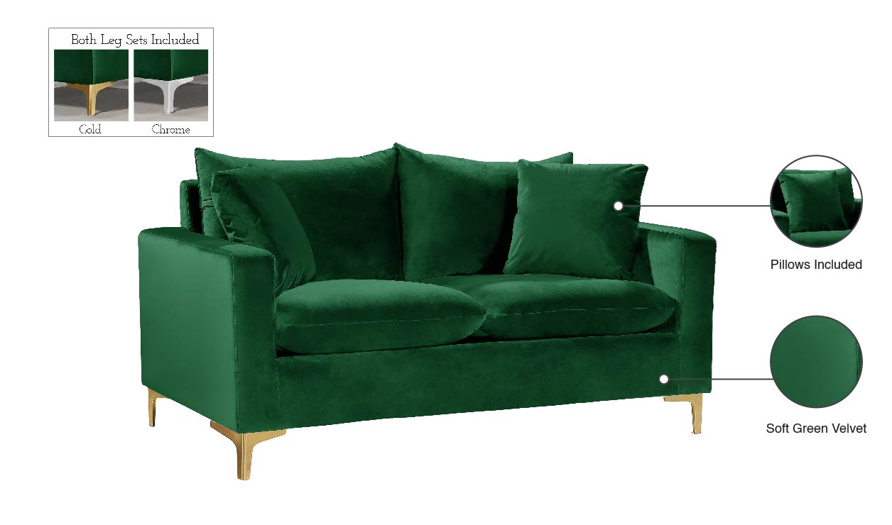 barrel green velvet loveseat l