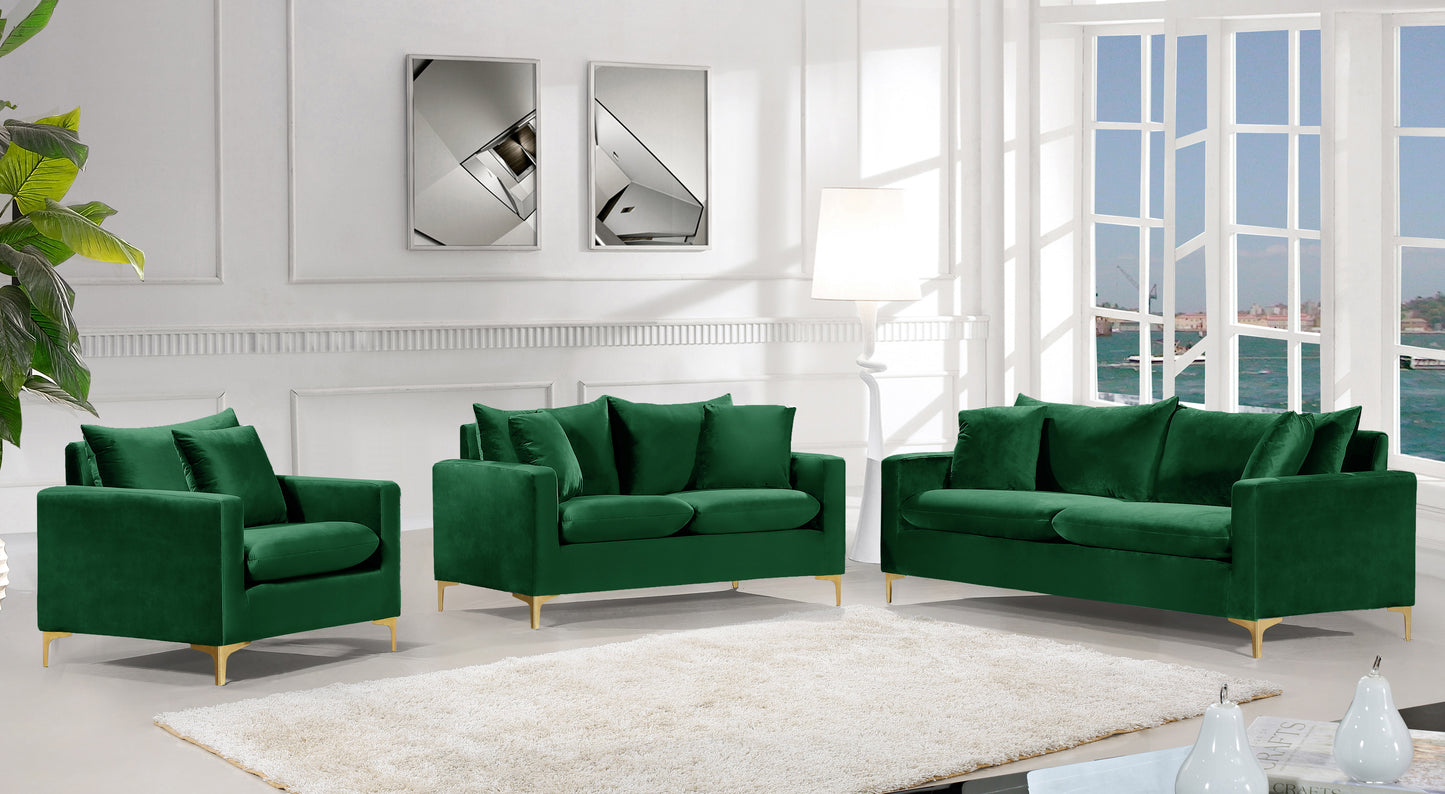 barrel green velvet loveseat l