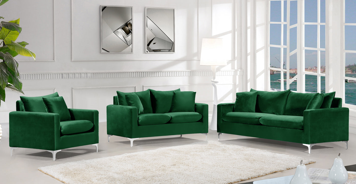 barrel green velvet loveseat l