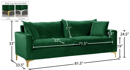 Barrel Green Velvet Sofa S