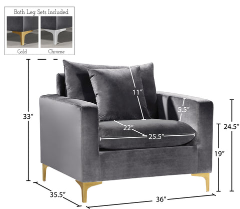 Barrel Grey Velvet Chair C