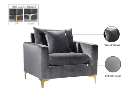 Barrel Grey Velvet Chair C