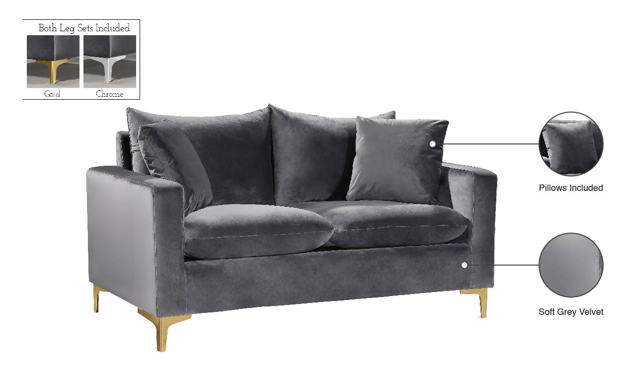 barrel grey velvet loveseat l