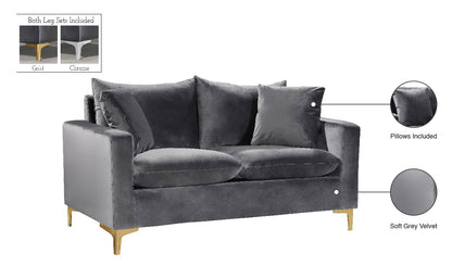 Barrel Grey Velvet Loveseat L