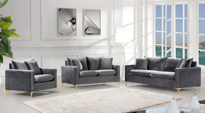 Barrel Grey Velvet Loveseat L