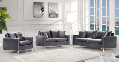 Barrel Grey Velvet Loveseat L