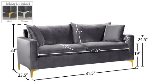 Barrel Grey Velvet Sofa S