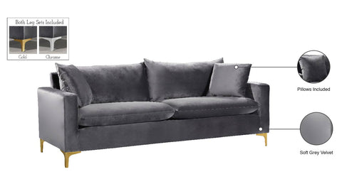 Barrel Grey Velvet Sofa S
