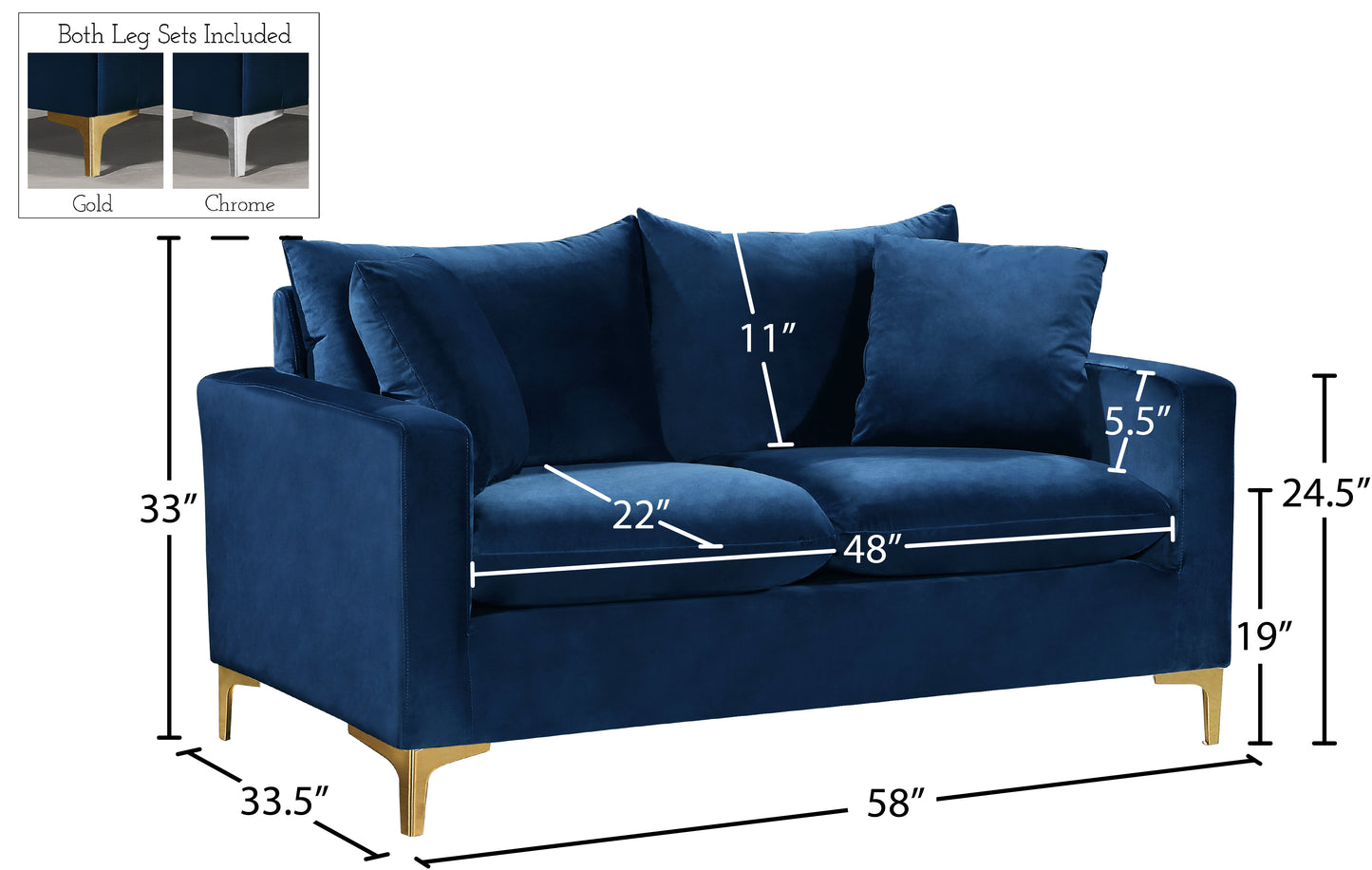 barrel navy velvet loveseat l