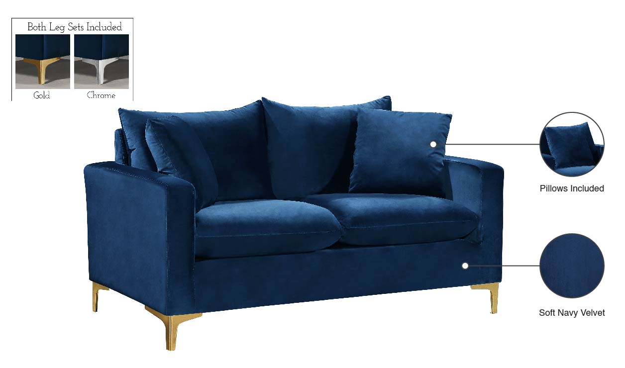 barrel navy velvet loveseat l