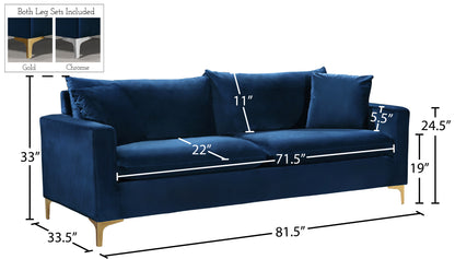 Barrel Navy Velvet Sofa S