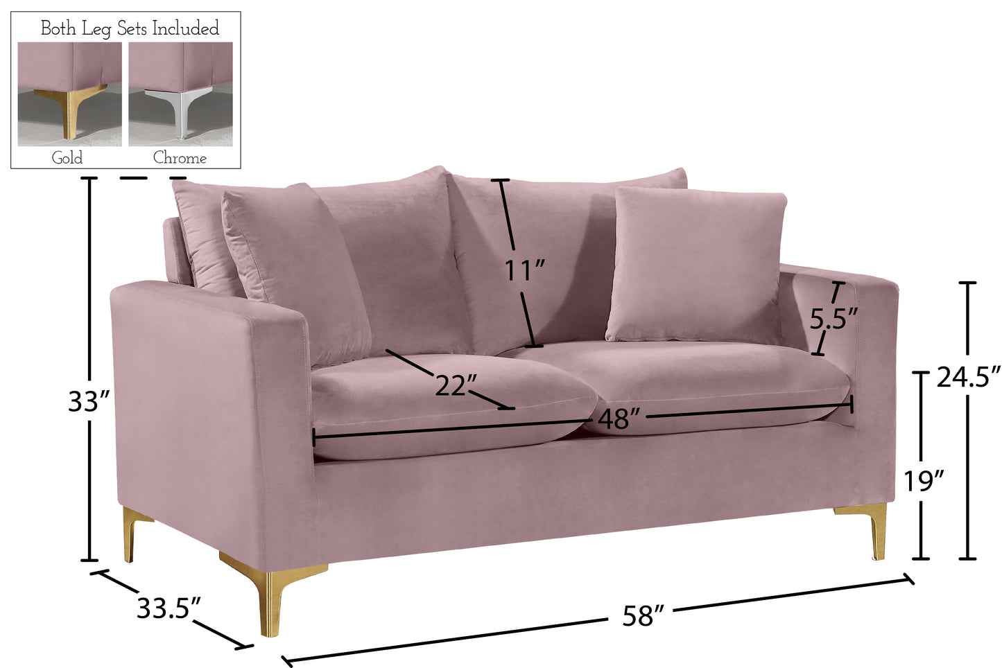 barrel pink velvet loveseat l