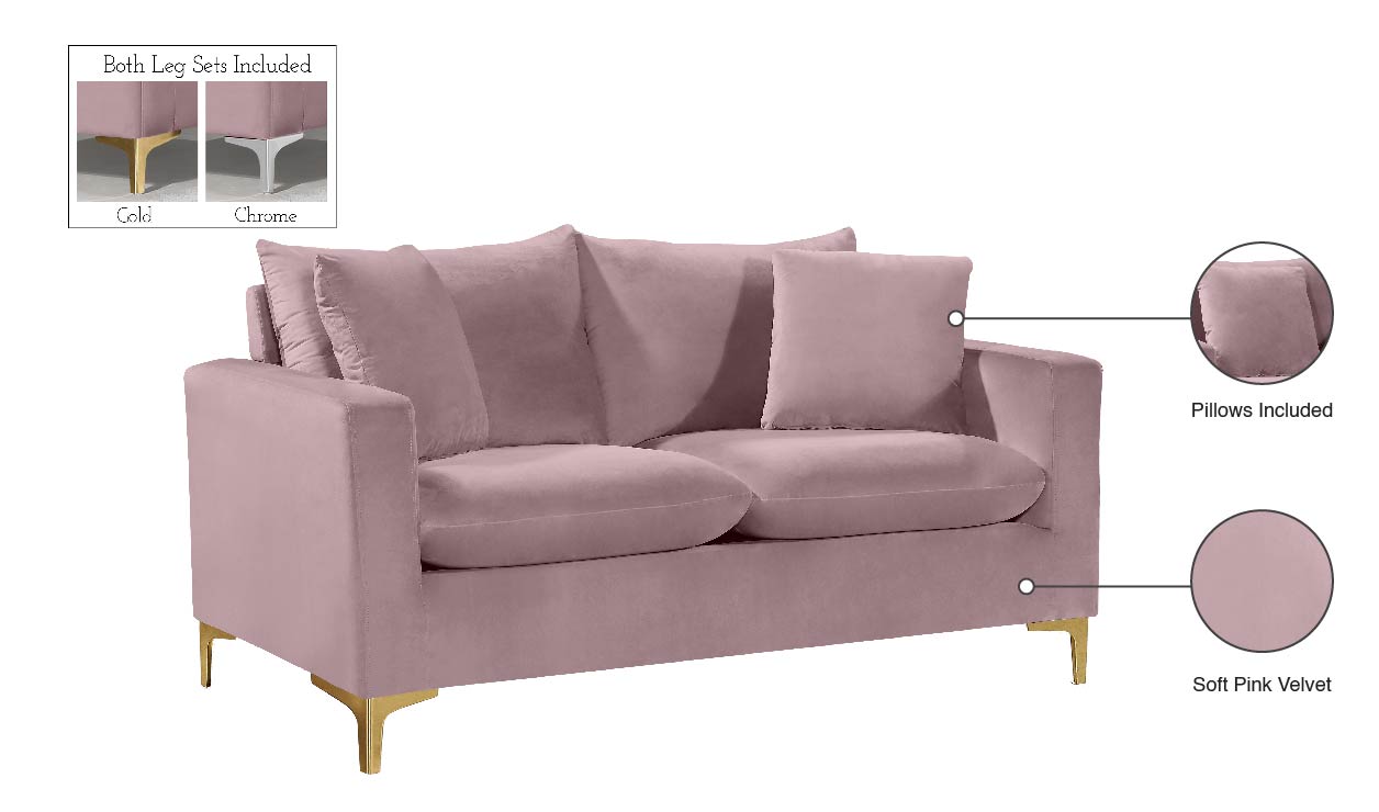 barrel pink velvet loveseat l