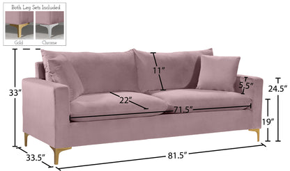 Barrel Pink Velvet Sofa S