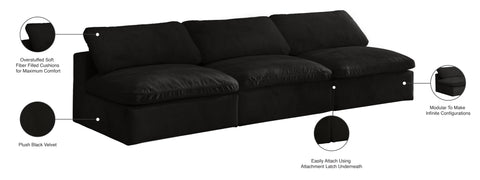 Hyatt Black Velvet Comfort Modular Armless Sofa S117