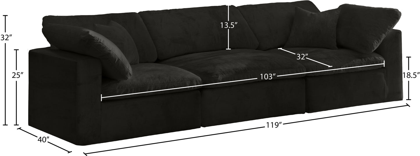 hyatt black velvet comfort modular sofa s119