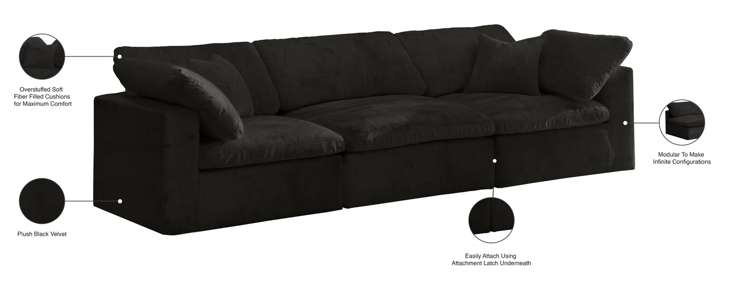 hyatt black velvet comfort modular sofa s119