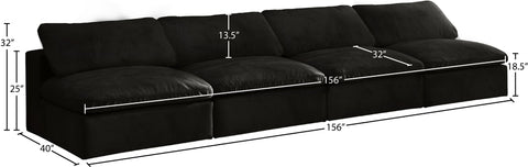 Hyatt Black Velvet Comfort Modular Armless Sofa S156
