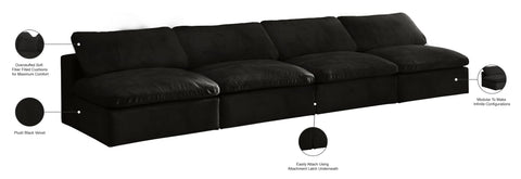 Hyatt Black Velvet Comfort Modular Armless Sofa S156