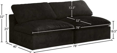 Hyatt Black Velvet Comfort Modular Armless Sofa S78