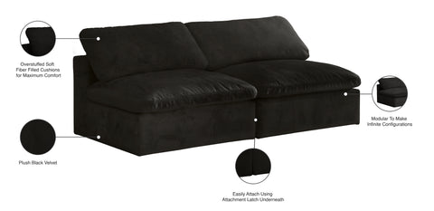 Hyatt Black Velvet Comfort Modular Armless Sofa S78