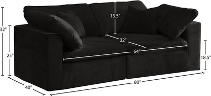 Hyatt Black Velvet Comfort Modular Sofa S80