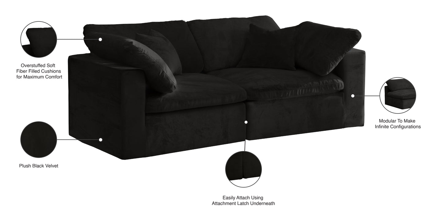 hyatt black velvet comfort modular sofa s80