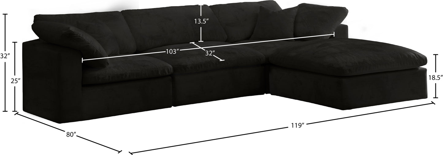 hyatt black velvet comfort modular sectional sec4a