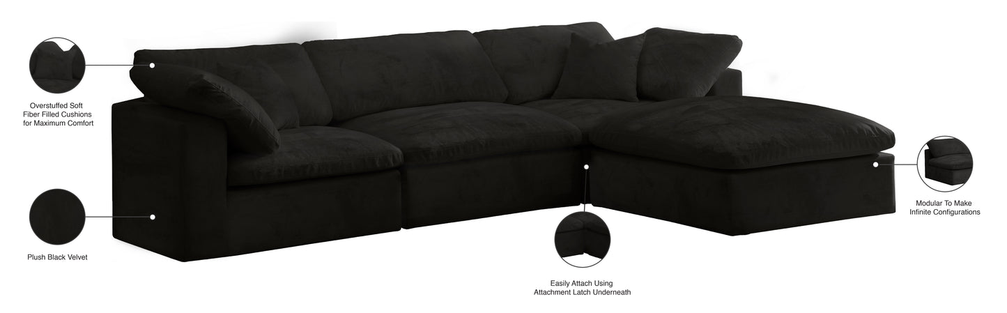 hyatt black velvet comfort modular sectional sec4a