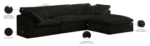 Hyatt Black Velvet Comfort Modular Sectional Sec4A