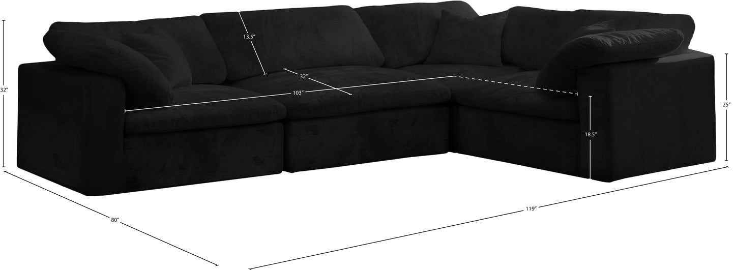 hyatt black velvet modular sectional sec4c