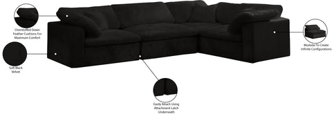 Hyatt Black Velvet Modular Sectional Sec4C