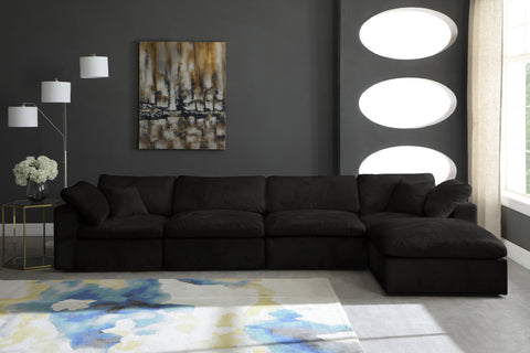 Hyatt Black Velvet Comfort Modular Sectional Sec5A