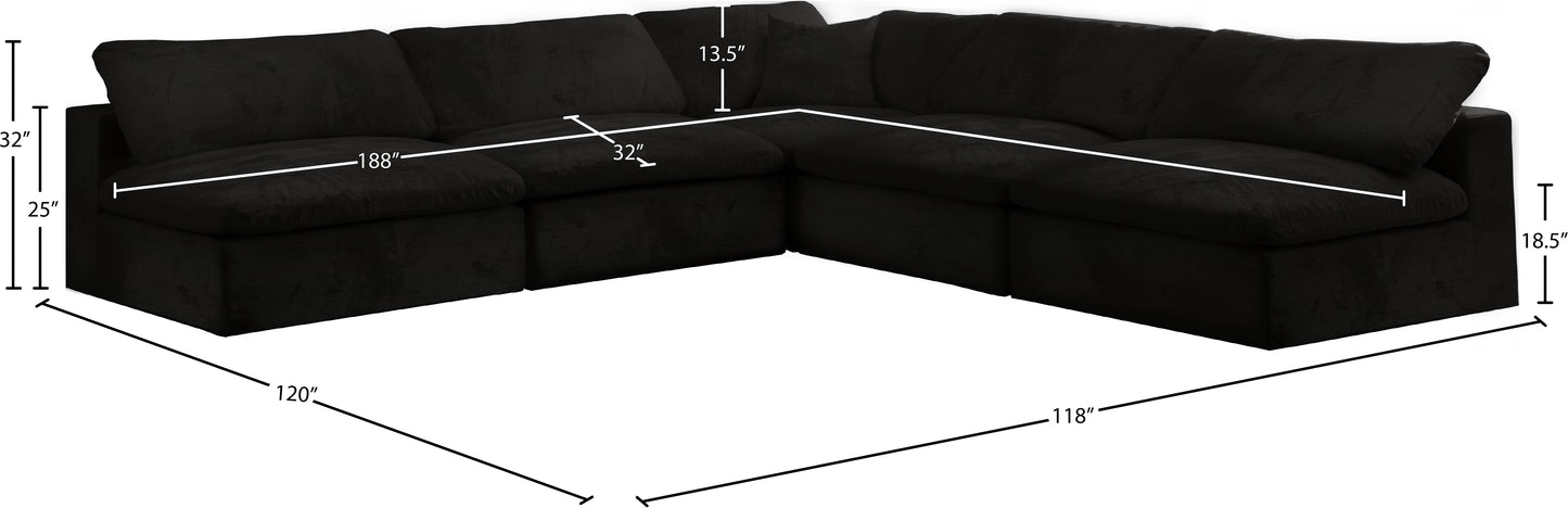 hyatt black velvet comfort modular sectional sec5b