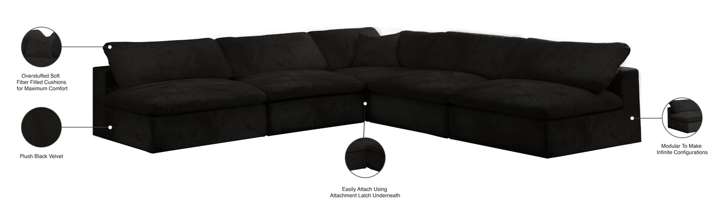 hyatt black velvet comfort modular sectional sec5b