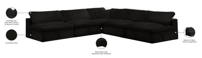 Hyatt Black Velvet Comfort Modular Sectional Sec5B