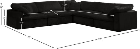 Hyatt Black Velvet Comfort Modular Sectional Sec5C