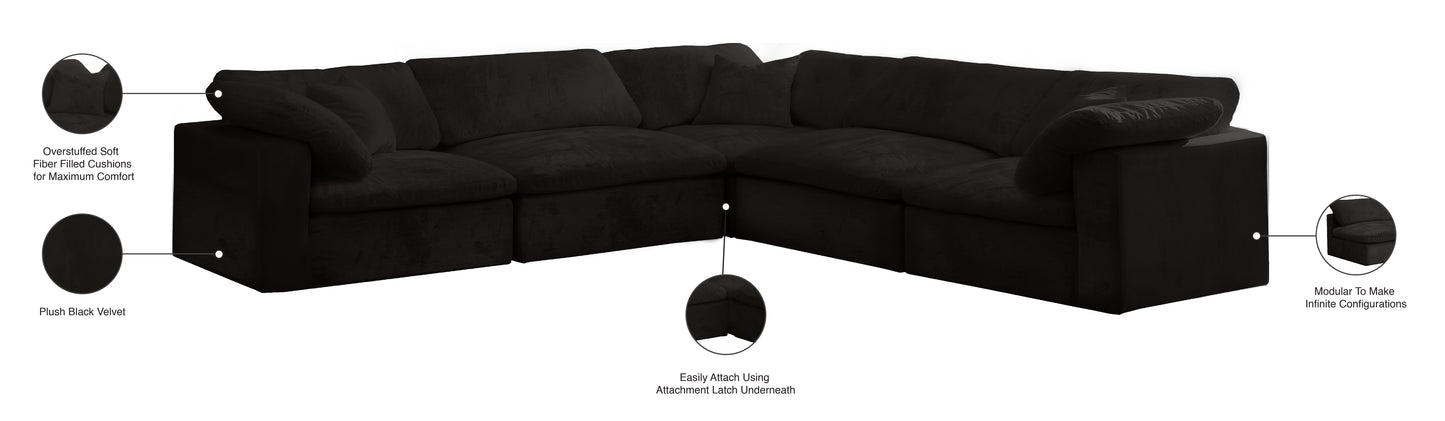 hyatt black velvet comfort modular sectional sec5c