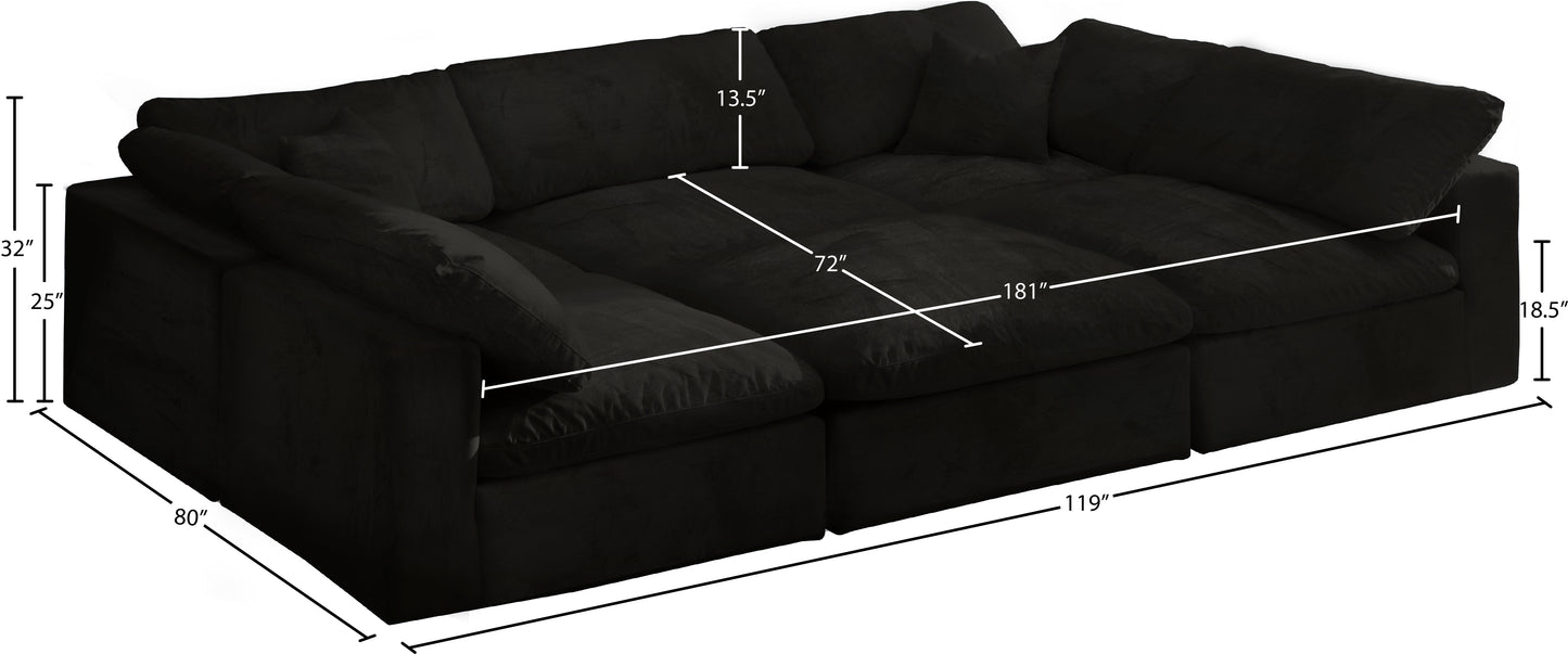 hyatt black velvet comfort modular sectional sec6c