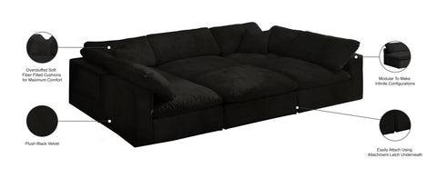 Hyatt Black Velvet Comfort Modular Sectional Sec6C