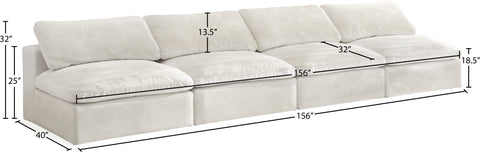 Hyatt Cream Velvet Comfort Modular Armless Sofa S156