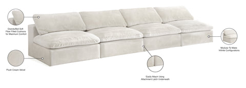 Hyatt Cream Velvet Comfort Modular Armless Sofa S156