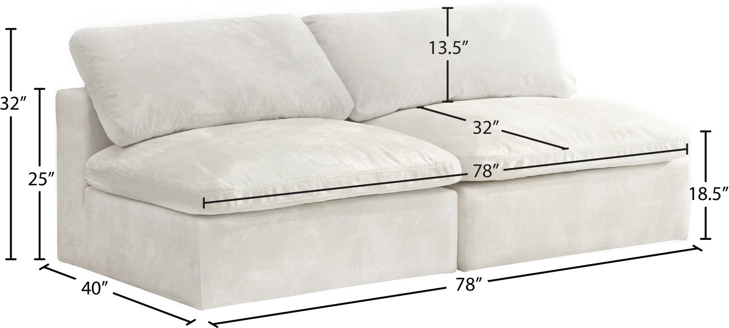 hyatt cream velvet comfort modular armless sofa s78