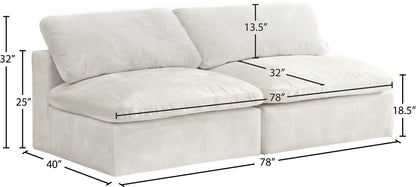 Hyatt Cream Velvet Comfort Modular Armless Sofa S78