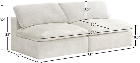 Hyatt Cream Velvet Comfort Modular Armless Sofa S78
