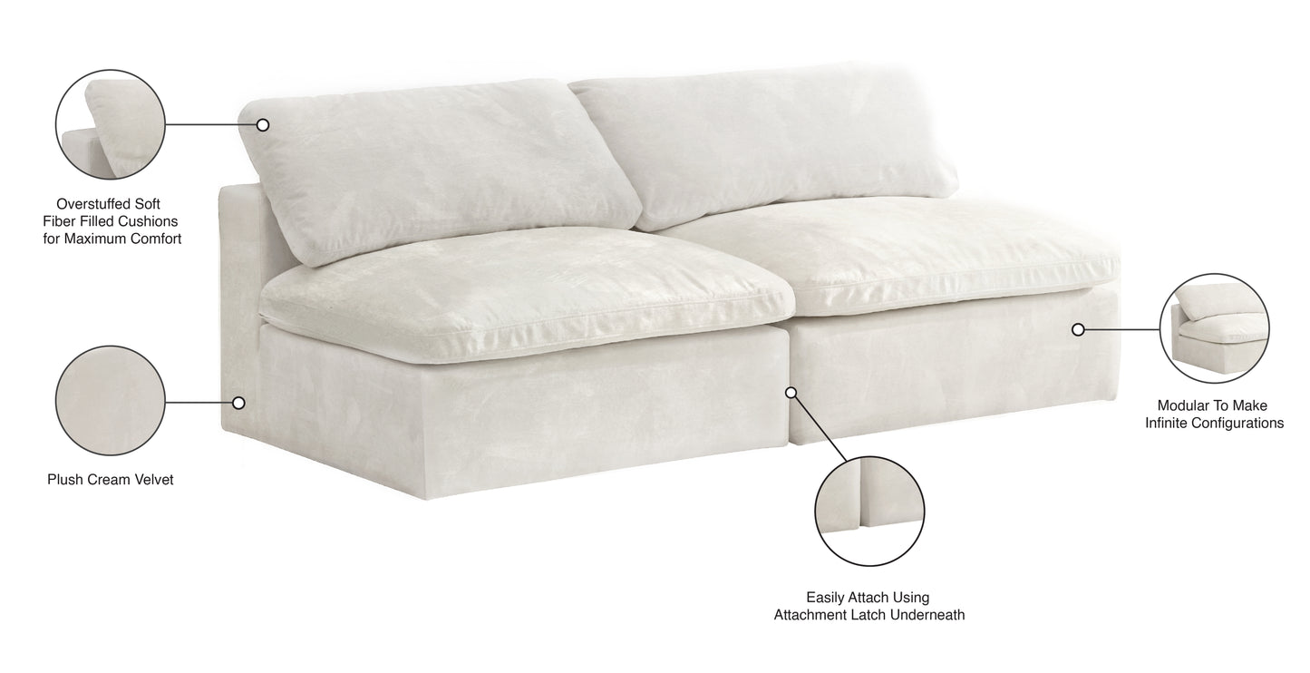 hyatt cream velvet comfort modular armless sofa s78