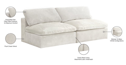 Hyatt Cream Velvet Comfort Modular Armless Sofa S78