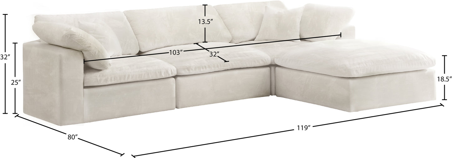 hyatt cream velvet comfort modular sectional sec4a