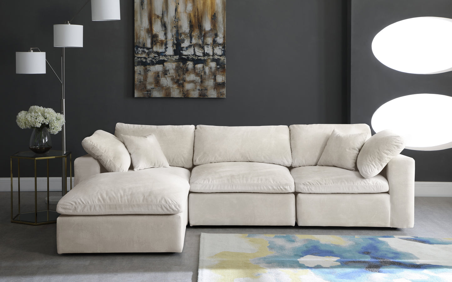 hyatt cream velvet comfort modular sectional sec4a