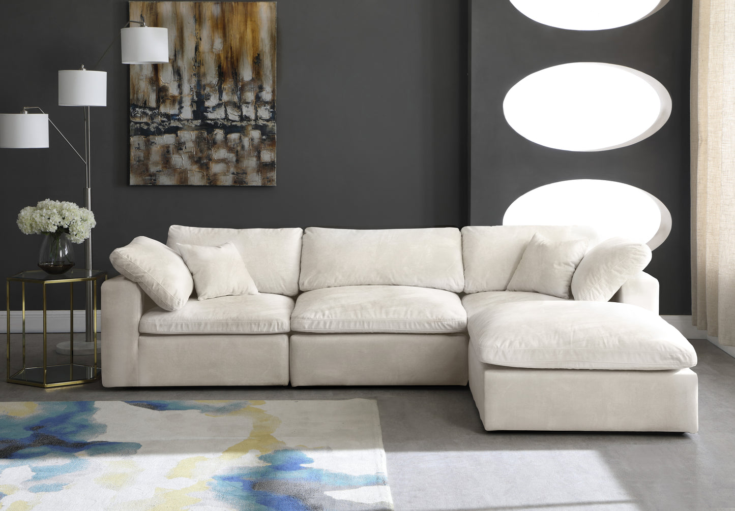 hyatt cream velvet comfort modular sectional sec4a